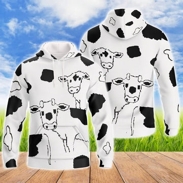 FUNSTUFFPRINT Cow - Full Print 02 3D Hoodie and Zip Hoodie