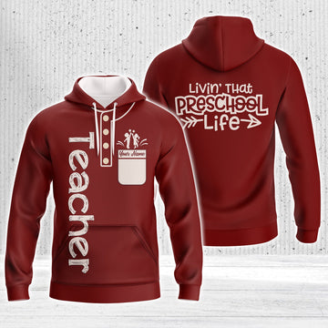 FUNSTUFFPRINT Personalized Preschool Teacher Graphic Design 3D Hoodie and Zip Hoodie