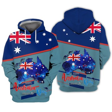 FUNSTUFFPRINT Happy Australia Day 3D Hoodie and Zip Hoodie