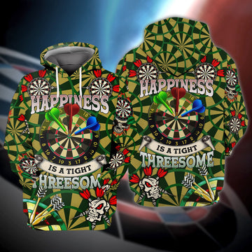 FUNSTUFFPRINT Happiness Is A Tight Threesome Darts e 3D Hoodie and Zip Hoodie