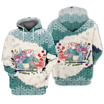 FUNSTUFFPRINT Love Crochet 3D Hoodie and Zip Hoodie