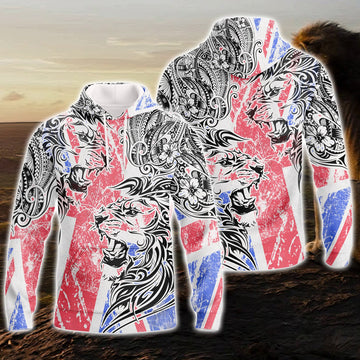 FUNSTUFFPRINT Lion British 3D Hoodie and Zip Hoodie