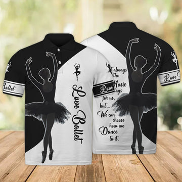 FUNSTUFFPRINT Ballet Dancer - Personalized Name Polo Shirt Size S-5XL