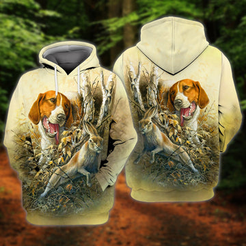 FUNSTUFFPRINT Rabbit Hunting With Beagles 3D Hoodie and Zip Hoodie