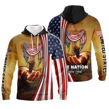 FUNSTUFFPRINT One Nation Under God Full Print 3D Hoodie and Zip Hoodie