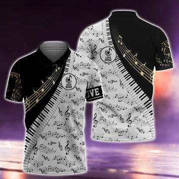 FUNSTUFFPRINT Piano 3D All Over Print Polo Shirt Size S-5XL
