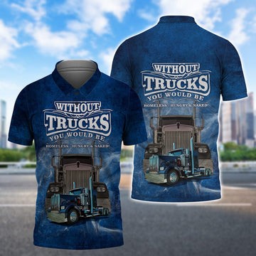 FUNSTUFFPRINT Without Trucks 3D All Over Print Polo Shirt Size S-5XL