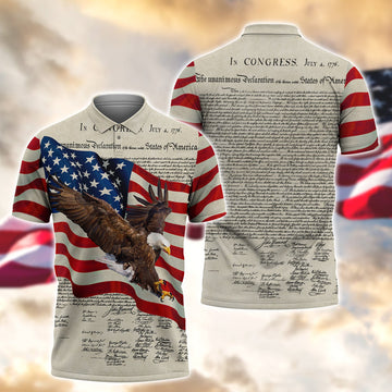 FUNSTUFFPRINT Eagle 3D All Over Print Polo Shirt Size S-5XL