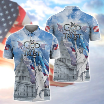 FUNSTUFFPRINT In God We Trust Polo Shirt Size S-5XL