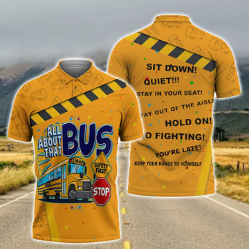 FUNSTUFFPRINT School Bus Driver Polo Shirt Size S-5XL