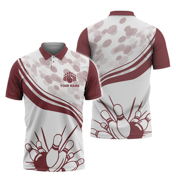 Custom Bowling In Red Personalized Name 3D Polo Shirt