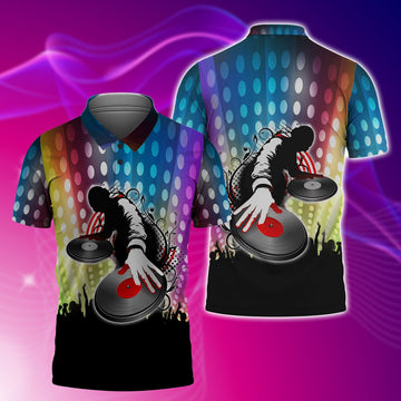 FUNSTUFFPRINT DJ Player Music 3D All Over Print Polo Shirt Size S-5XL
