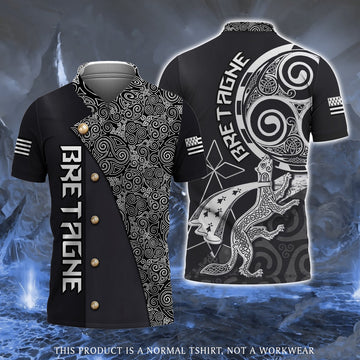 FUNSTUFFPRINT Brittany Celtic Polo Shirt Size S-5XL