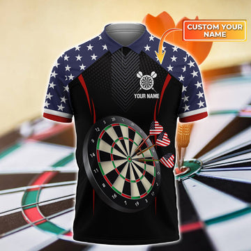 FUNSTUFFPRINT USA Darts - Personalized Name 3D Polo Shirt