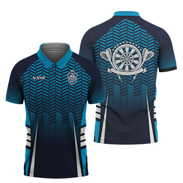 FUNSTUFFPRINT Personalized Name Dart Board Blue Polo Shirt Size S-5XL