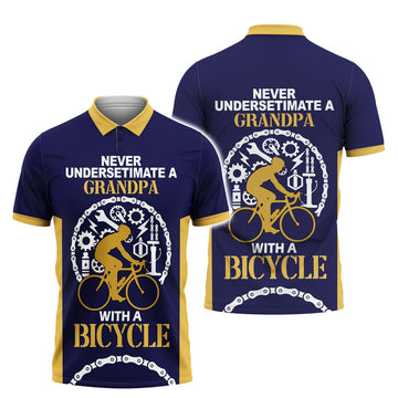 A Grandpa With A Bicycle Cycling Polo Shirt