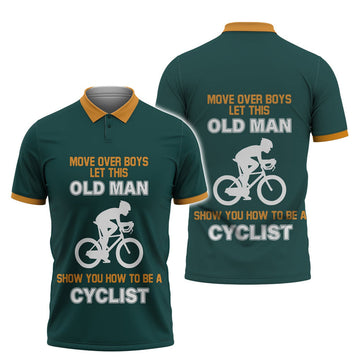 Black Cycling Polo Shirt Old Man Cyclist Premium Polo Shirt