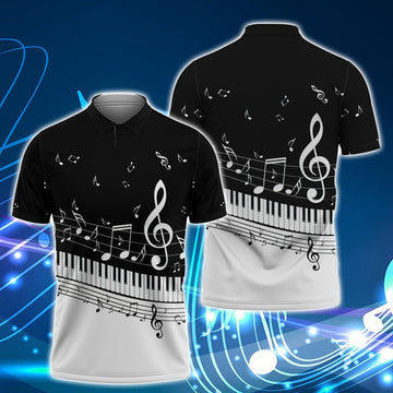 FUNSTUFFPRINT Piano 01 Polo Shirt Size S-5XL