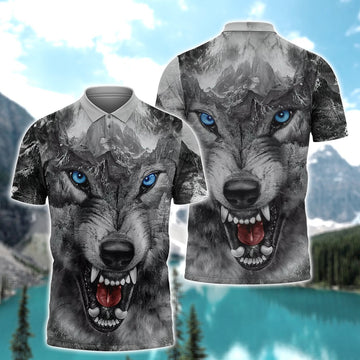 FUNSTUFFPRINT Wolf 4 3D All Over Print Polo Shirt Size S-5XL