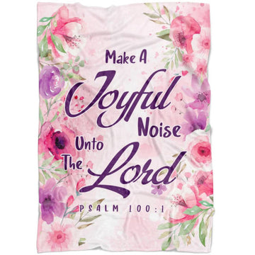 FUNSTUFFPRINT Make A Joyful Noise Unto The Lord Psalm 1001 Kjv Fleece Blanket - Christian Blanket - Bible Verse Blanket