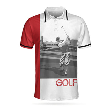 Man Playing Golf Short Sleeve Polo Shirt, Golfer Graphic Polo Shirt, Best Golf Shirt For Men