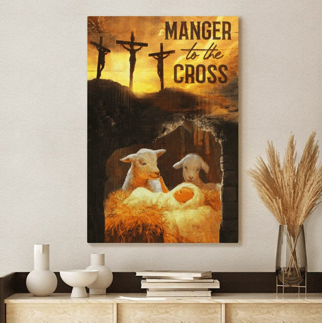 Manger To The Cross Jesus Canvas Wall Art - Christian Wall Posters - Religious Wall Decor