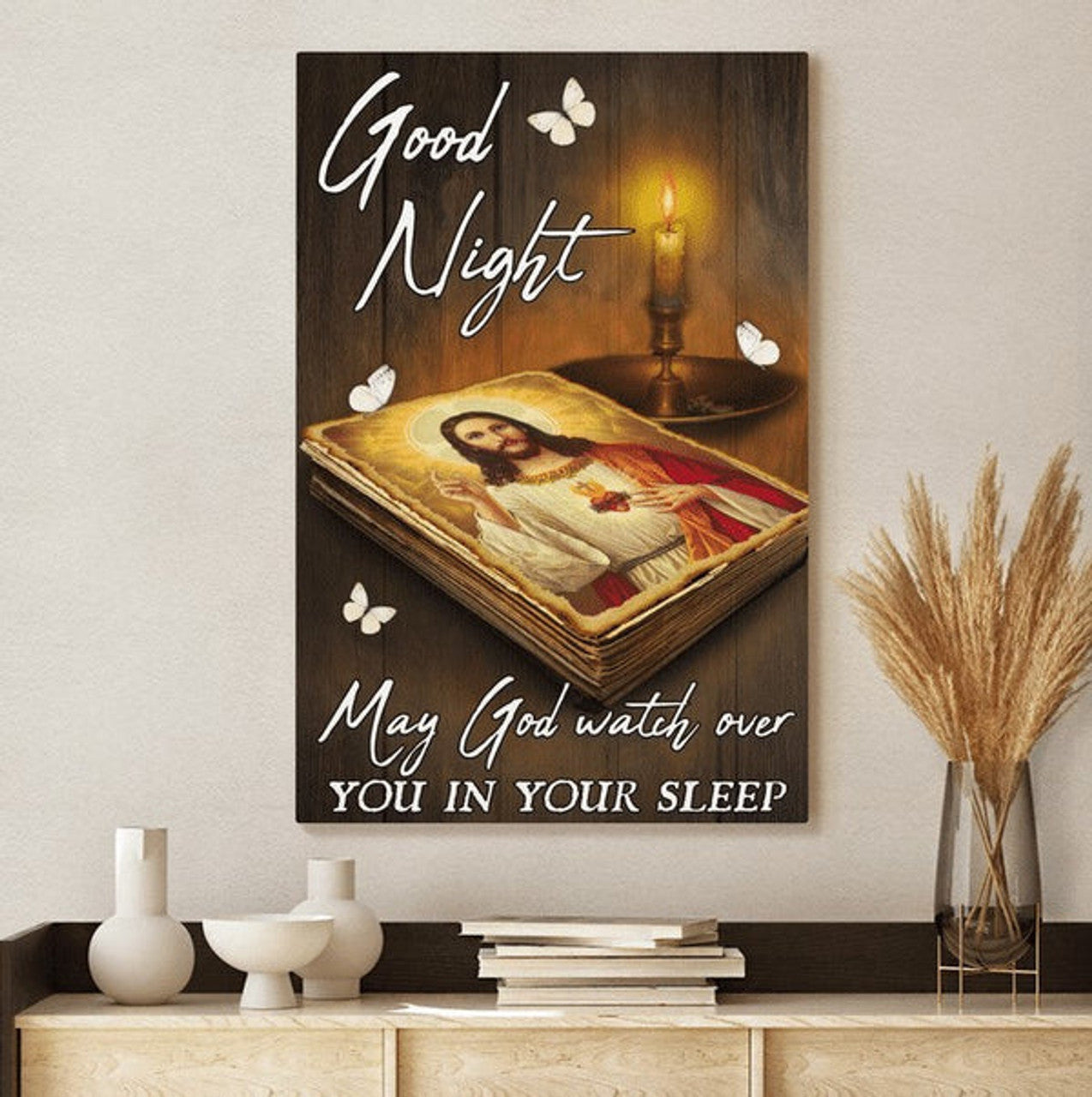 May God Watch Over You In Your Sleep Jesus Canvas Wall Art - Christian Wall Posters - Religious Wall Decor