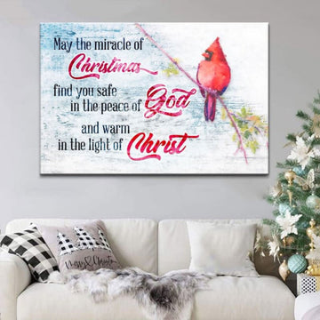 May The Miracle Of Christmas Cardinal Wall Art Canvas - Religious Wall Decor