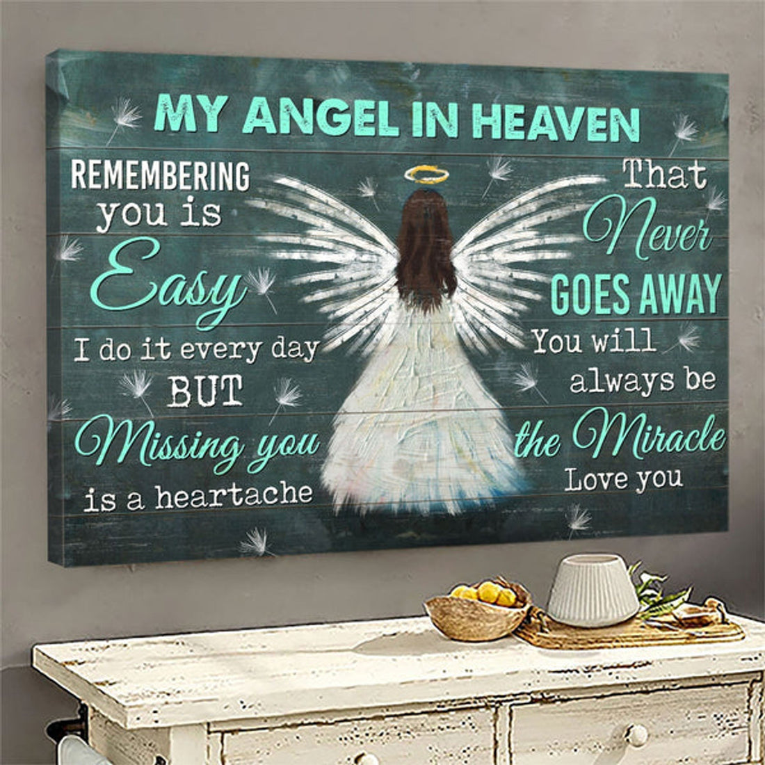 Memorial Beautiful Angel Dandelion My Angel In Heaven Memorial Gift For Family Members You Will Always Be The Miracle Canvas Wall Art - Christian Wall Decor