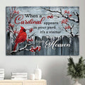 Memorial Cardinal Christmas Tree Snow Day When A Cardinal Appears In Your Yard It's A Visitor From Heaven Memorial Gift For Family Members Canvas Wall Art - Christian Wall Decor