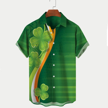 Men's St. Patrick's Day Shamrock Print Hawaiian Shirt, St. Patrick's Day Hawaiian shirt for Men