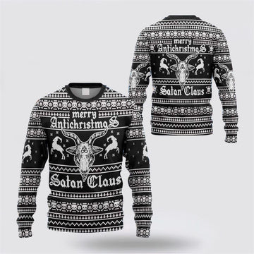 FUNSTUFFPRINT Merry Antichristmas Satan Claus Ugly Sweater - Christmas Gifts For Frends Ugly Sweater