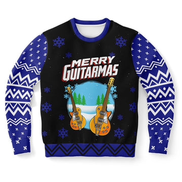 FUNSTUFFPRINT Merry Guitarmas Ugly Christmas Sweater, Christmas Sweater, Ugly Sweater, Funny Xmas Sweaters Ugly Sweater