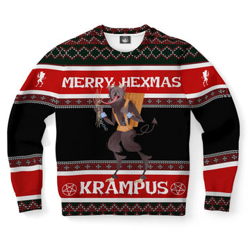 FUNSTUFFPRINT Merry Hexmas Krampus Ugly Christmas Sweater, Christmas Sweater, Ugly Sweater, Funny Xmas Sweaters Ugly Sweater