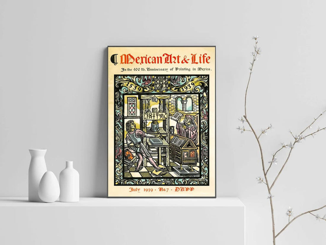 Mexican Art And Life, In The 400 tb Anniversary Of Printing In Mexico July 1939, Poster Decor Poster and Canvas