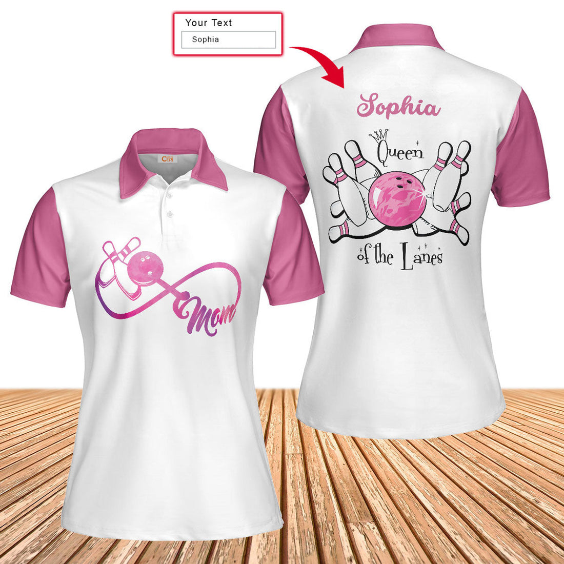 Custom Personalized Mom Bowling Women Polo Shirt, Queen Of The Lanes Custom Short Sleeve Shirt For Female