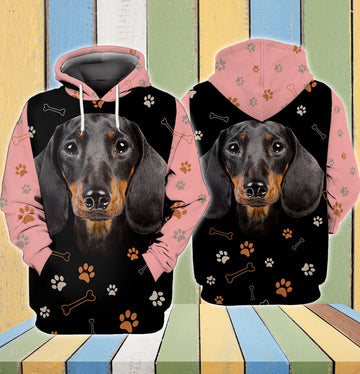 FUNSTUFFPRINT Dachshund And Pink 3D Hoodie and Zip Hoodie