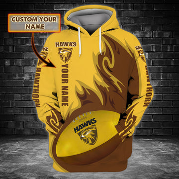 FUNSTUFFPRINT Hawthorn Hawks 1 - Personalized Name 3D Hoodie and Zip Hoodie