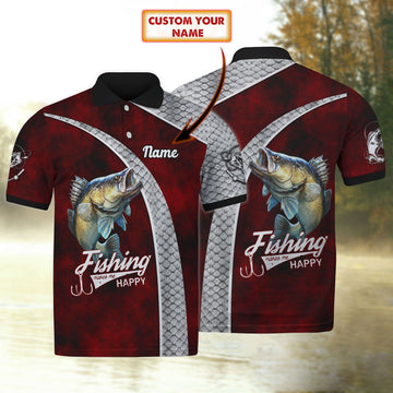 FUNSTUFFPRINT Walleye Fishing 02 - Personalized Name 3D Polo Shirt