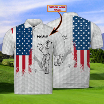 FUNSTUFFPRINT 3D Golf Club 01 - Personalized Name 3D Polo Shirt