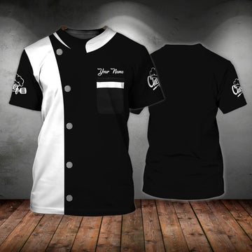FUNSTUFFPRINT Personalized Black And White T-Shirt For Master Chef, Best Gift For A Chef 3D T-shirt