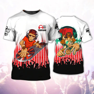 FUNSTUFFPRINT Personalized With Name 3D T-Shirt For Dj, Funny Disc Jockey Unisex Shirt, Music Deezay 3D Tee Shirt For Summer Concert 3D T-shirt