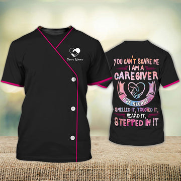 FUNSTUFFPRINT Custom 3D Caregiver Shirt Men Women You Can't Scare Me Caregiver Home Care Caregiver Uniform Heart 3D T-shirt
