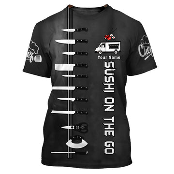 FUNSTUFFPRINT Sushi Chef Personalized Name 3D T-Shirt For Master Chef, Sushi Chef Shirts 3D T-shirt