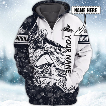 FUNSTUFFPRINT Snowmobile - Personalized Name 3D Hoodie and Zip Hoodie