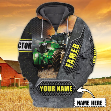 FUNSTUFFPRINT Personalized Name - Farmer 3D Hoodie and Zip Hoodie