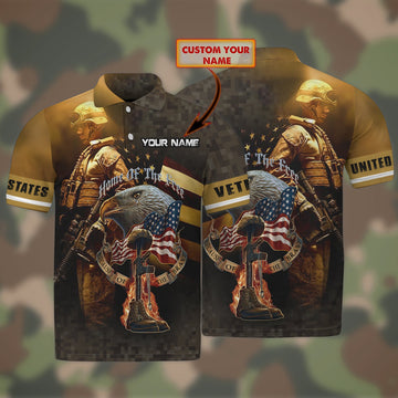 FUNSTUFFPRINT Home Of The Free - Personalized Name 3D Polo Shirt