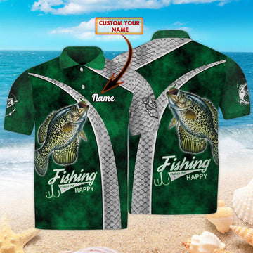 FUNSTUFFPRINT Crappie Fishing - Personalized Name 3D Polo Shirt