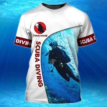 FUNSTUFFPRINT Scuba Diving 1 - Personalized Name 3D T-Shirt
