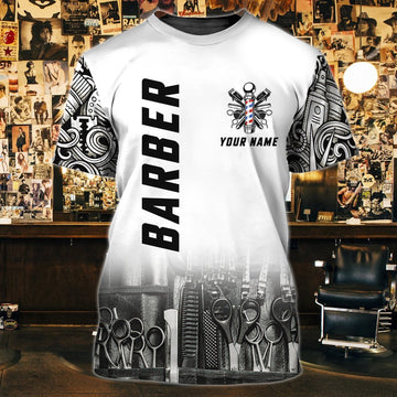 FUNSTUFFPRINT BARBER - Personalized Name 3D T-Shirt